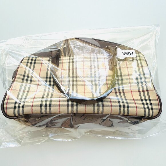 3601 BURBERRY VINTAGE BAG BURBERRY CANVAS LEATHER NOVA CHECK LOGO TOTE BAG - Picture 14 of 14
